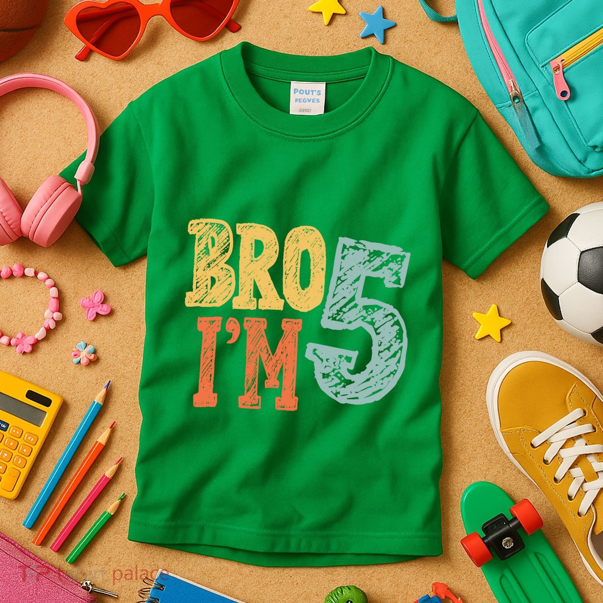 Kids Bro Im Five Years Old 5th Birthday Kids T-Shirt