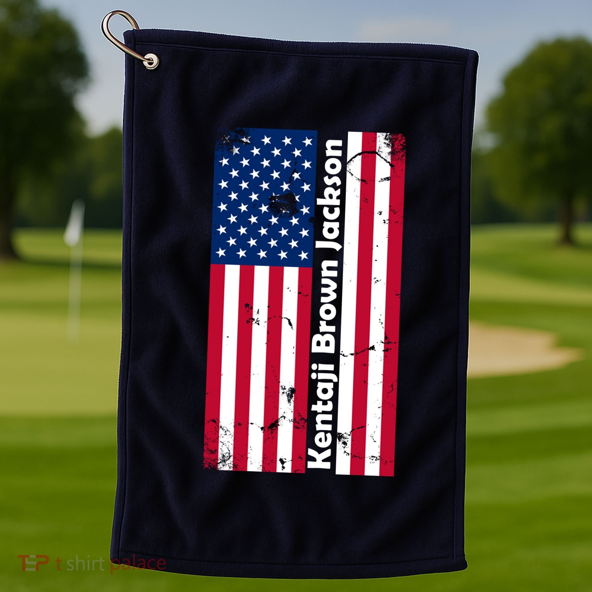 Kentaji Brown Jackson USA Flag Golf Towel