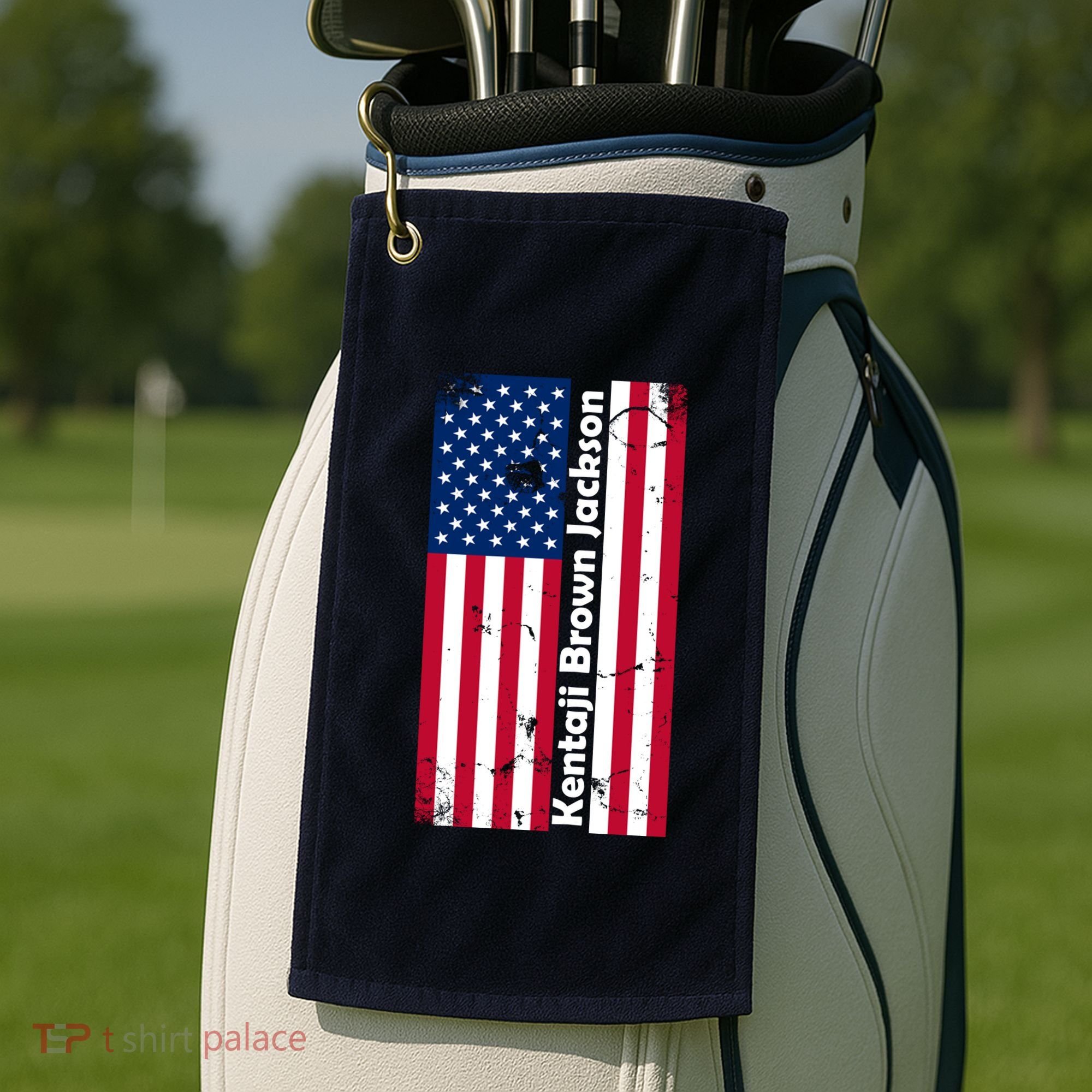Kentaji Brown Jackson USA Flag Golf Towel