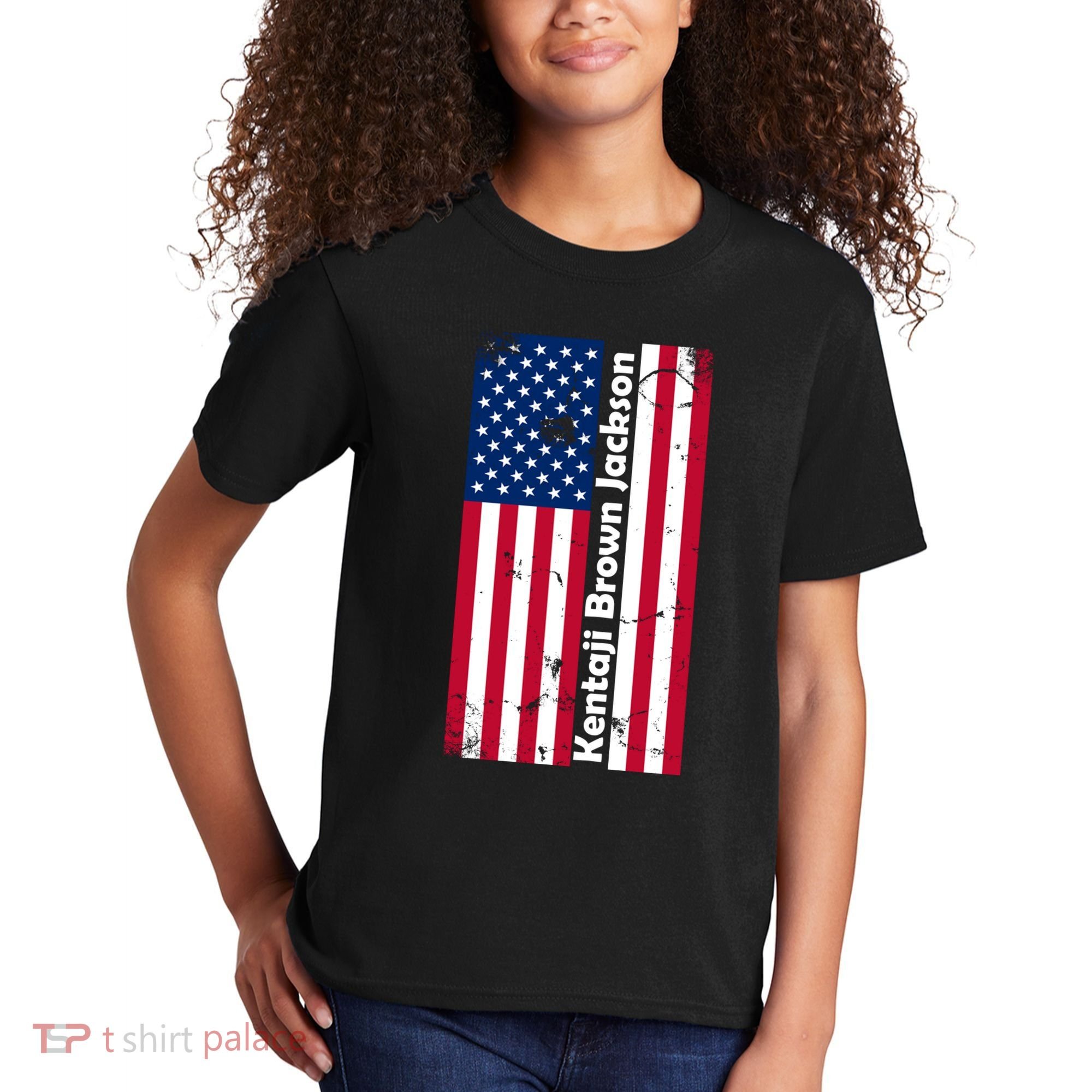 Kentaji Brown Jackson USA Flag Kids T-Shirt