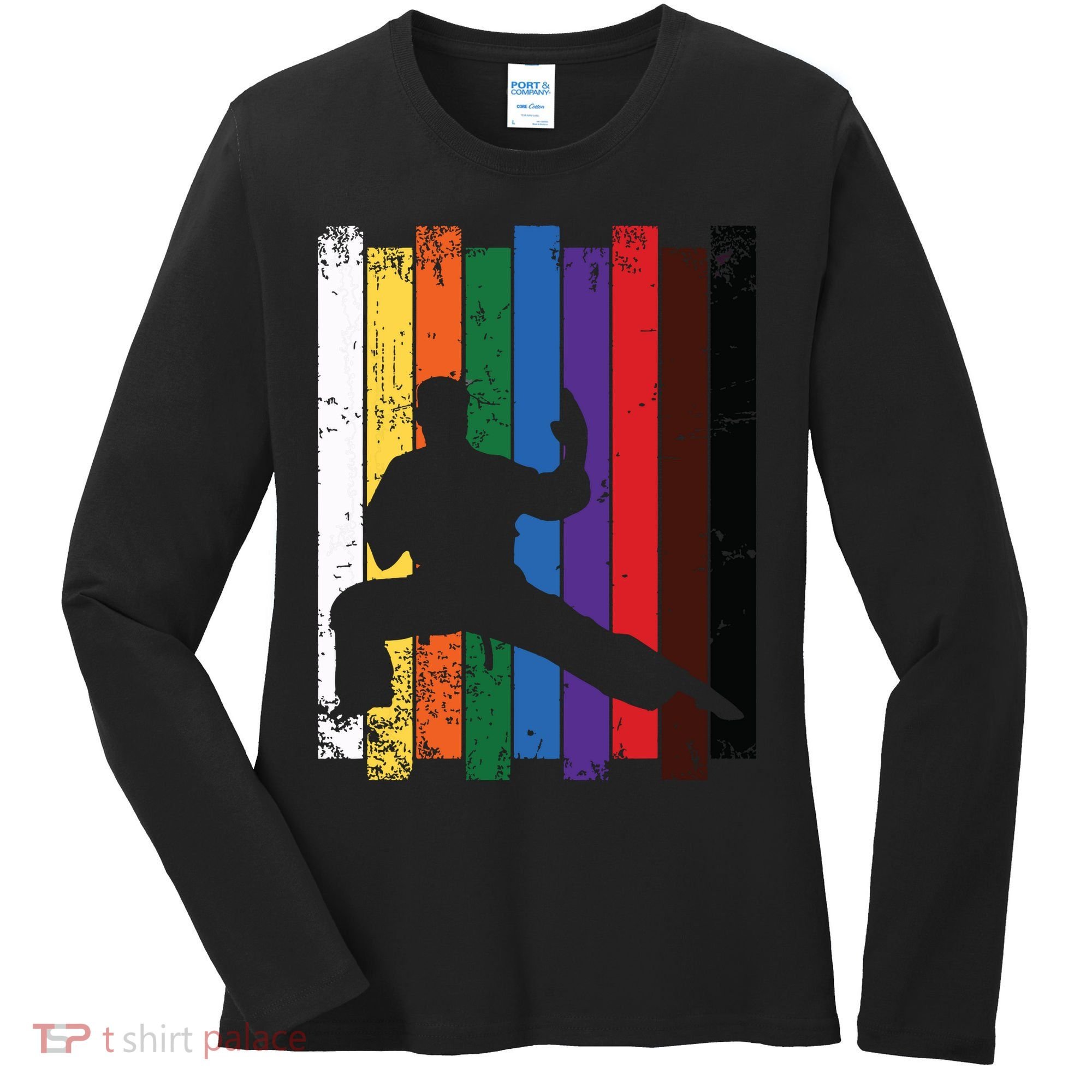 Karate Belt Karate Silhouette T Martial Arts Women's Long Sleeve Shirt