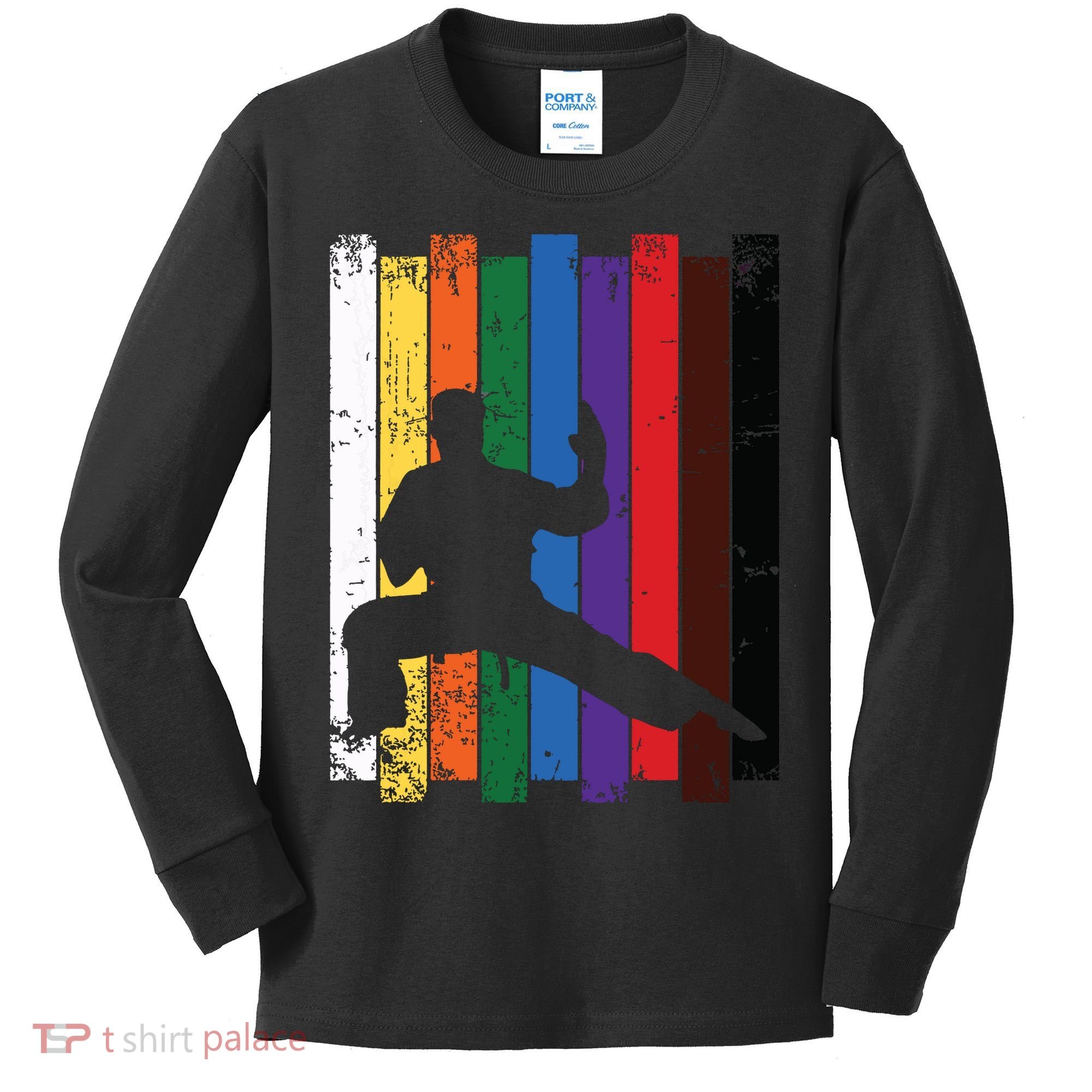 Karate Belt Karate Silhouette T Martial Arts Kids Long Sleeve Shirt