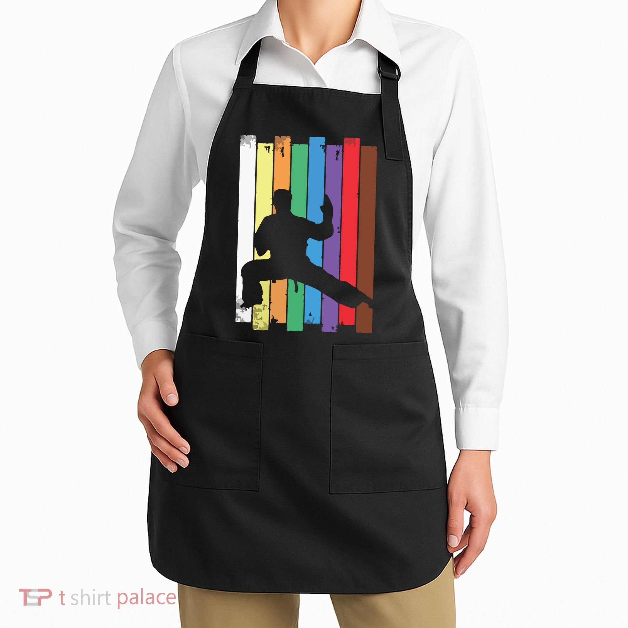 Karate Belt Karate Silhouette Martial Arts Apron