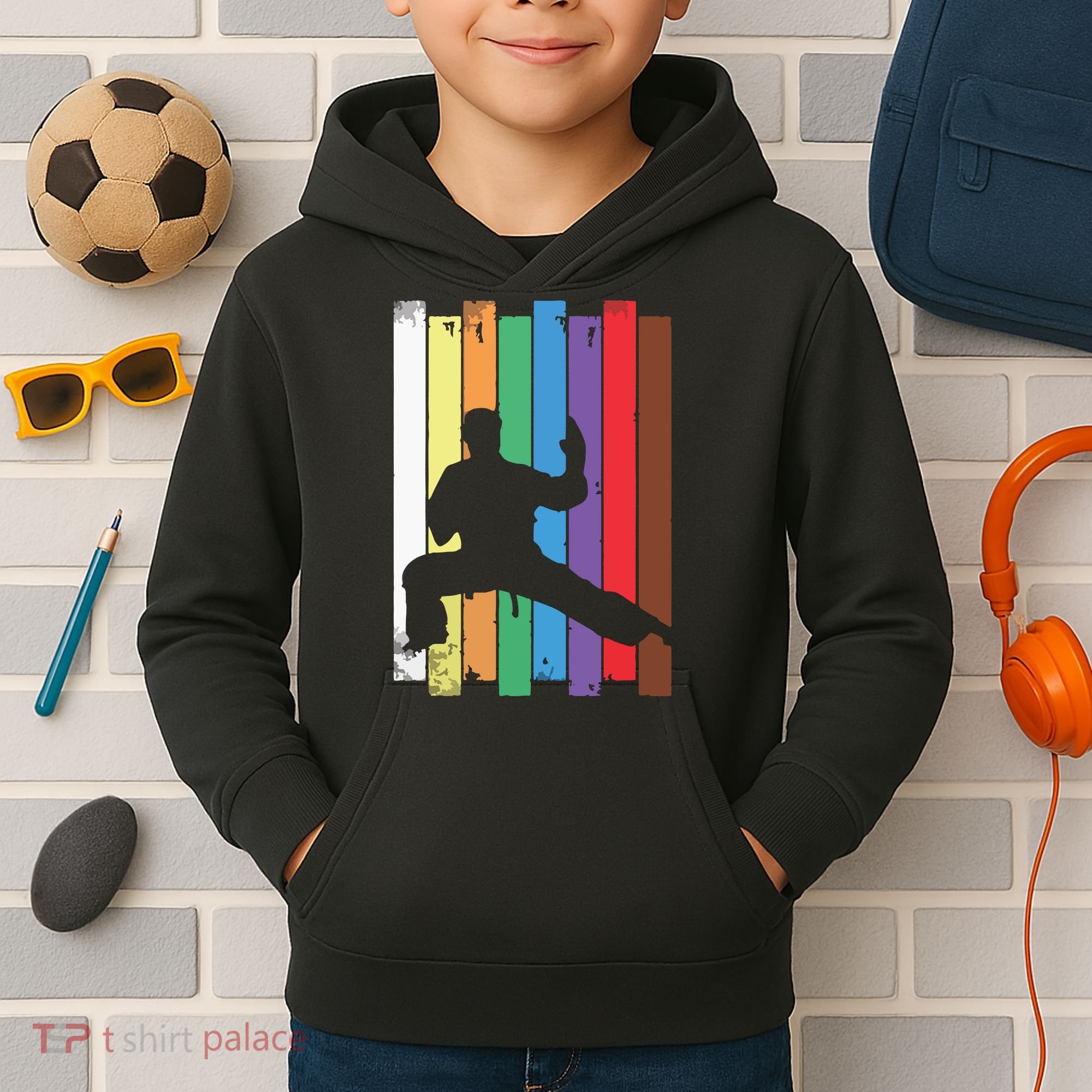 Karate Belt Karate Silhouette Martial Arts Kids Hoodie