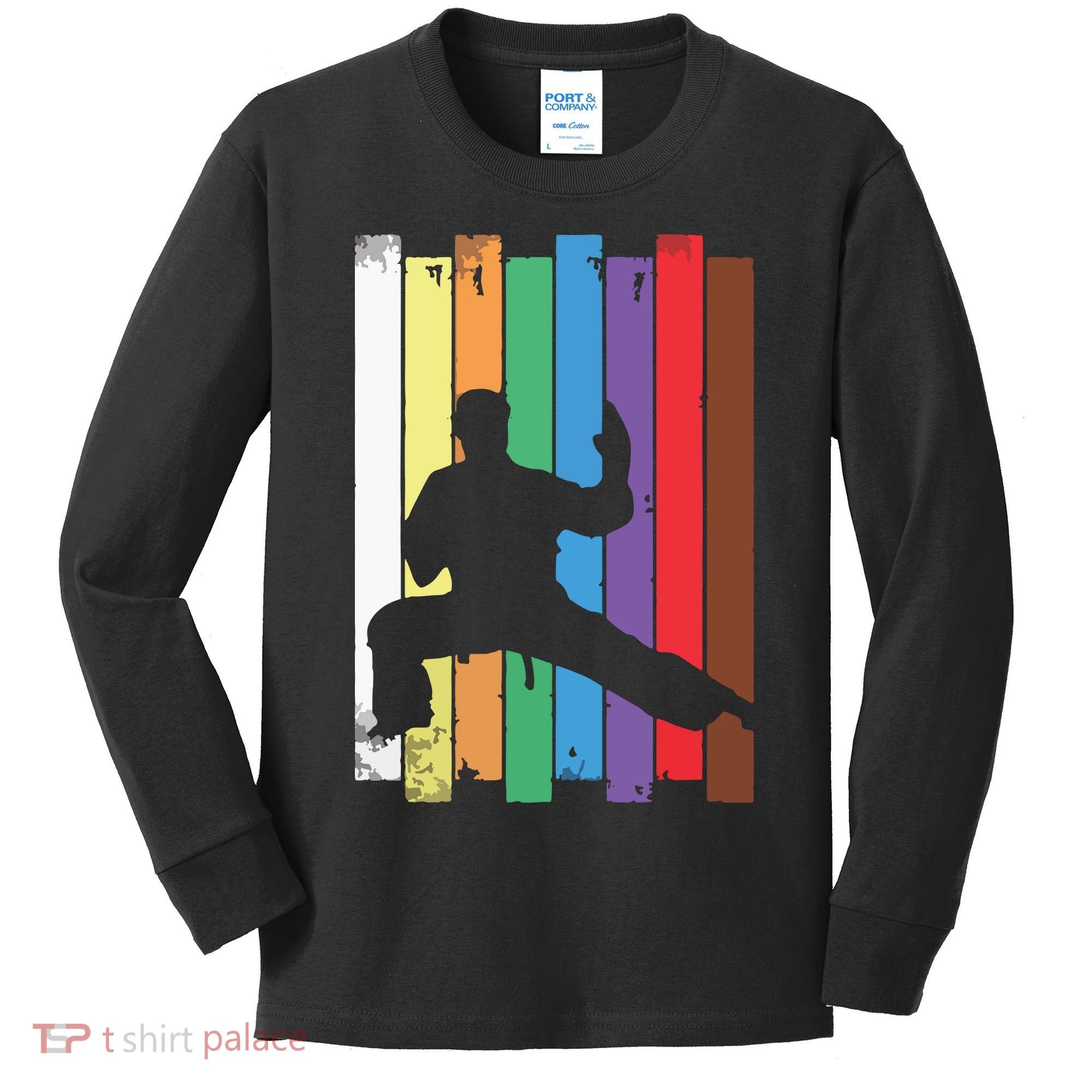 Karate Belt Karate Silhouette Martial Arts Kids Long Sleeve Shirt