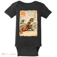 Kawaii Baby Monkey Punch Japanese Art Baby Bodysuit thumb 0