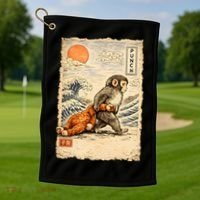 Kawaii Baby Monkey Punch Japanese Art Golf Towel thumb 1