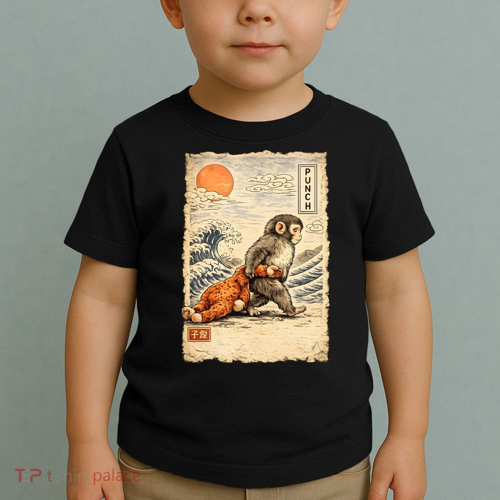 Kawaii Baby Monkey Punch Japanese Art Toddler T-Shirt