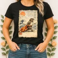 Kawaii Baby Monkey Punch Japanese Art Women's T-Shirt thumb 2
