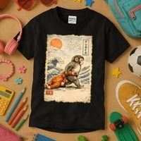Kawaii Baby Monkey Punch Japanese Art Kids T-Shirt thumb 3