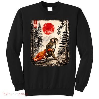 Kawaii Baby Monkey Punch Japanese Ukiyo-e Sweatshirt