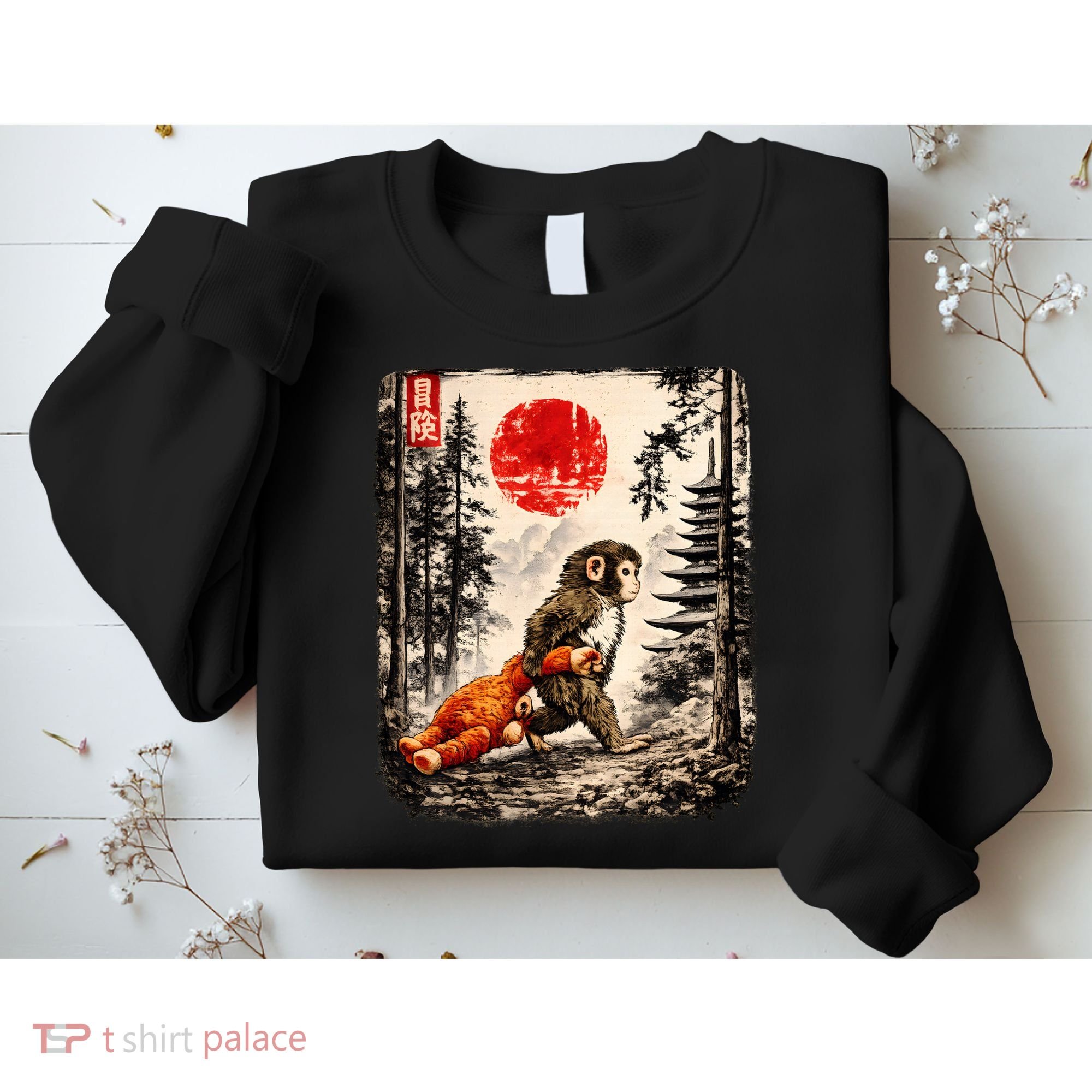 Kawaii Baby Monkey Punch Japanese Ukiyo-e Sweatshirt