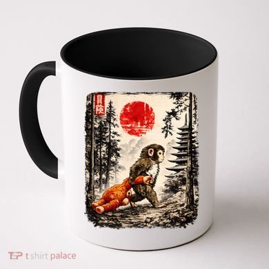 Kawaii Baby Monkey Punch Japanese Ukiyo-e Coffee Mug