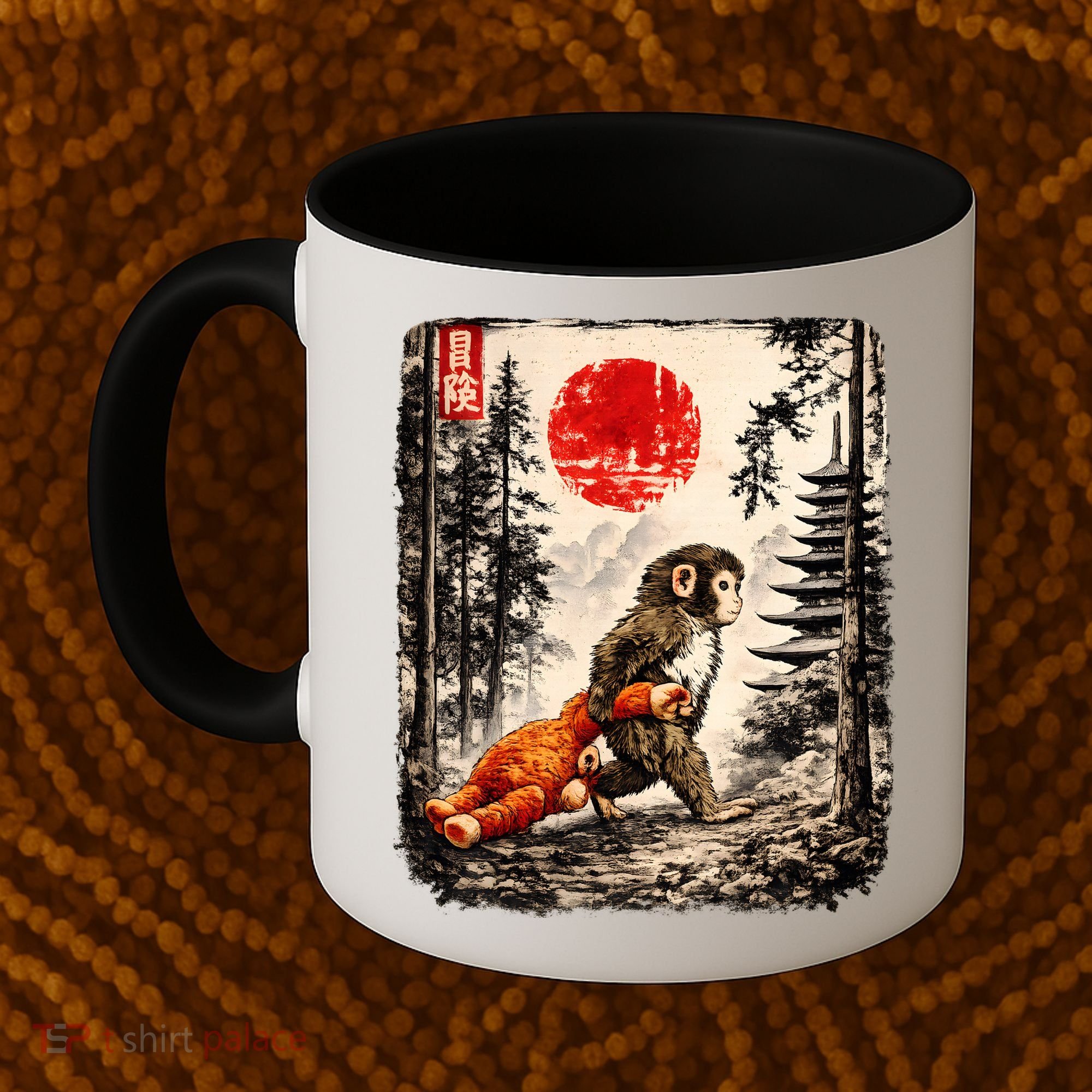 Kawaii Baby Monkey Punch Japanese Ukiyo-e Coffee Mug
