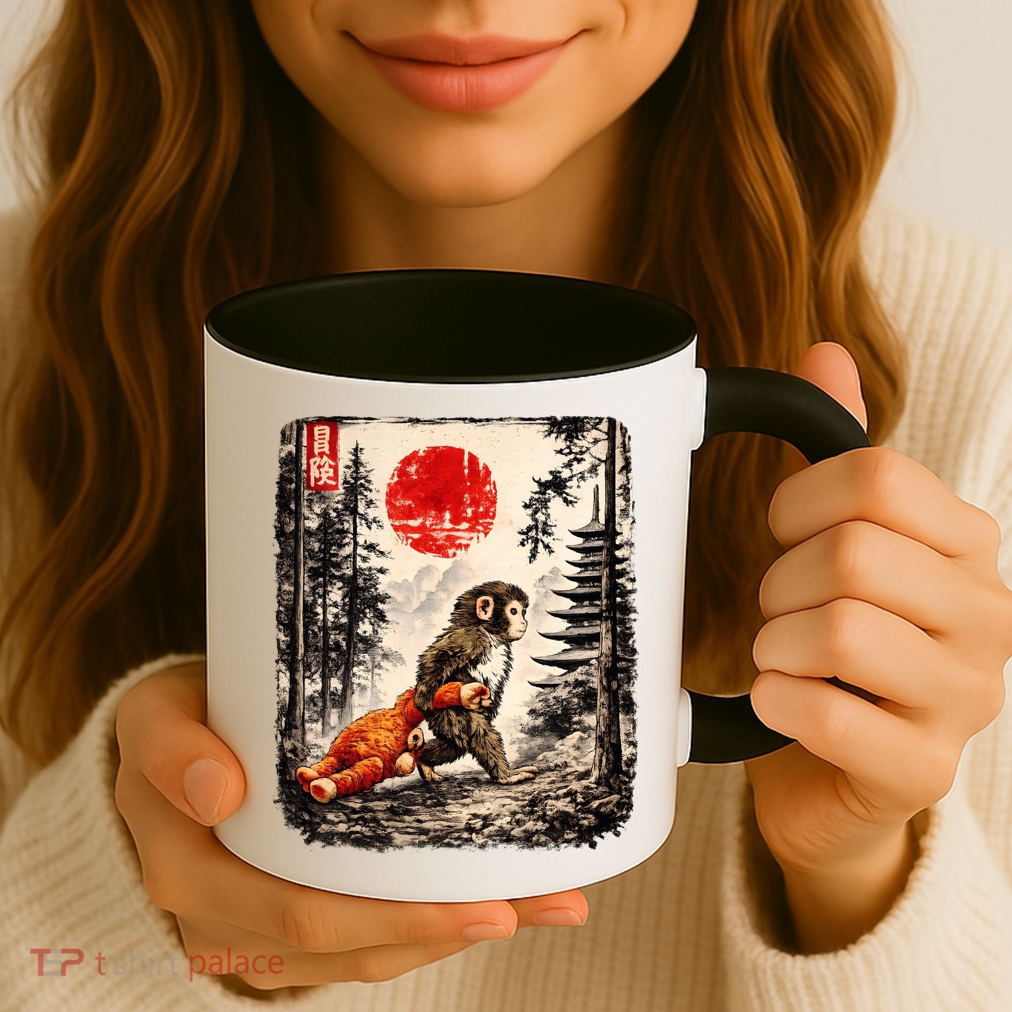 Kawaii Baby Monkey Punch Japanese Ukiyo-e Coffee Mug