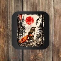 Kawaii Baby Monkey Punch Japanese Ukiyo-e Coaster thumb 0