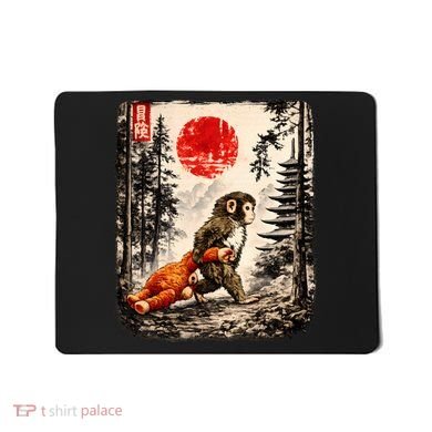 Kawaii Baby Monkey Punch Japanese Ukiyo-e Mousepad