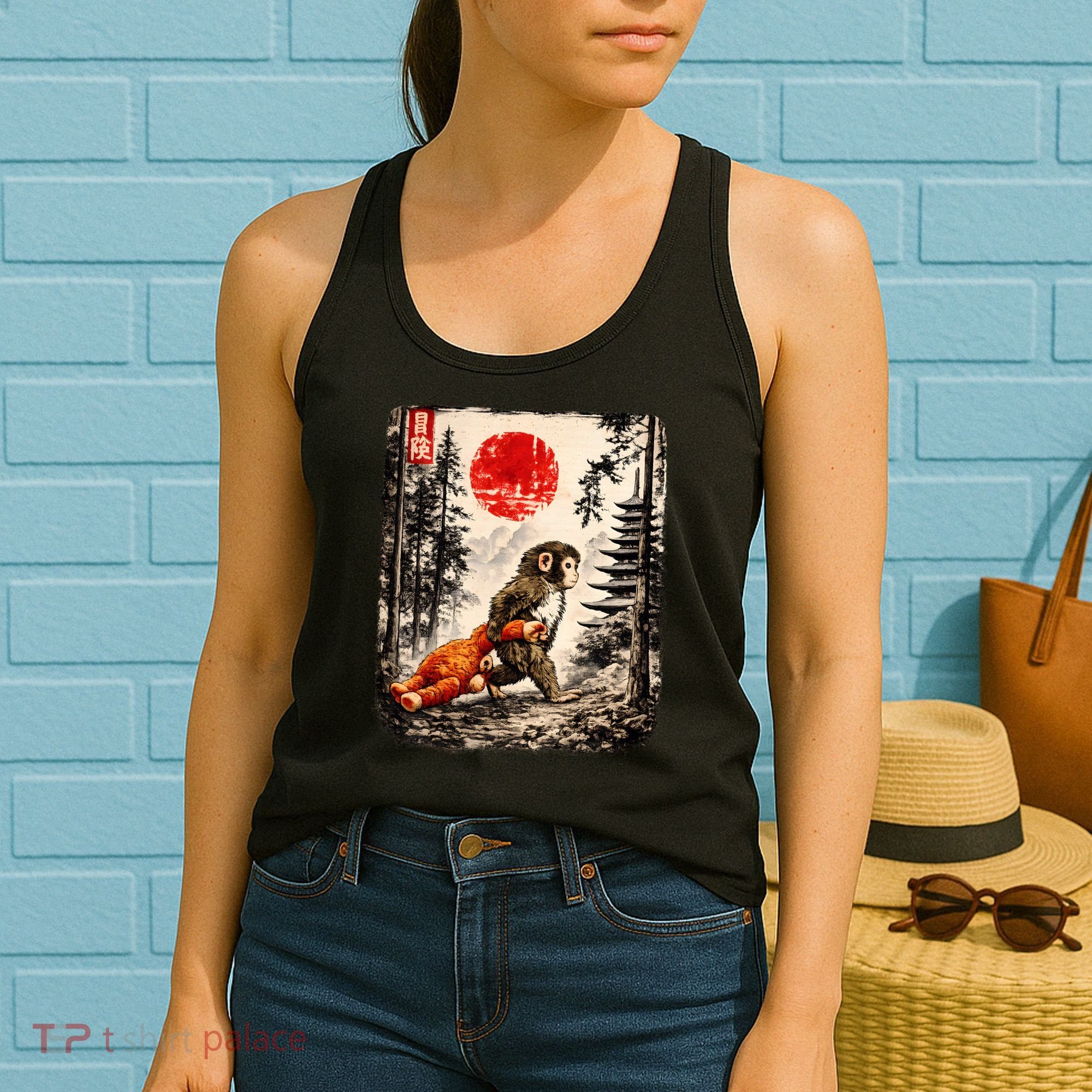 Kawaii Baby Monkey Punch Japanese Ukiyo-e Women's Tank Top