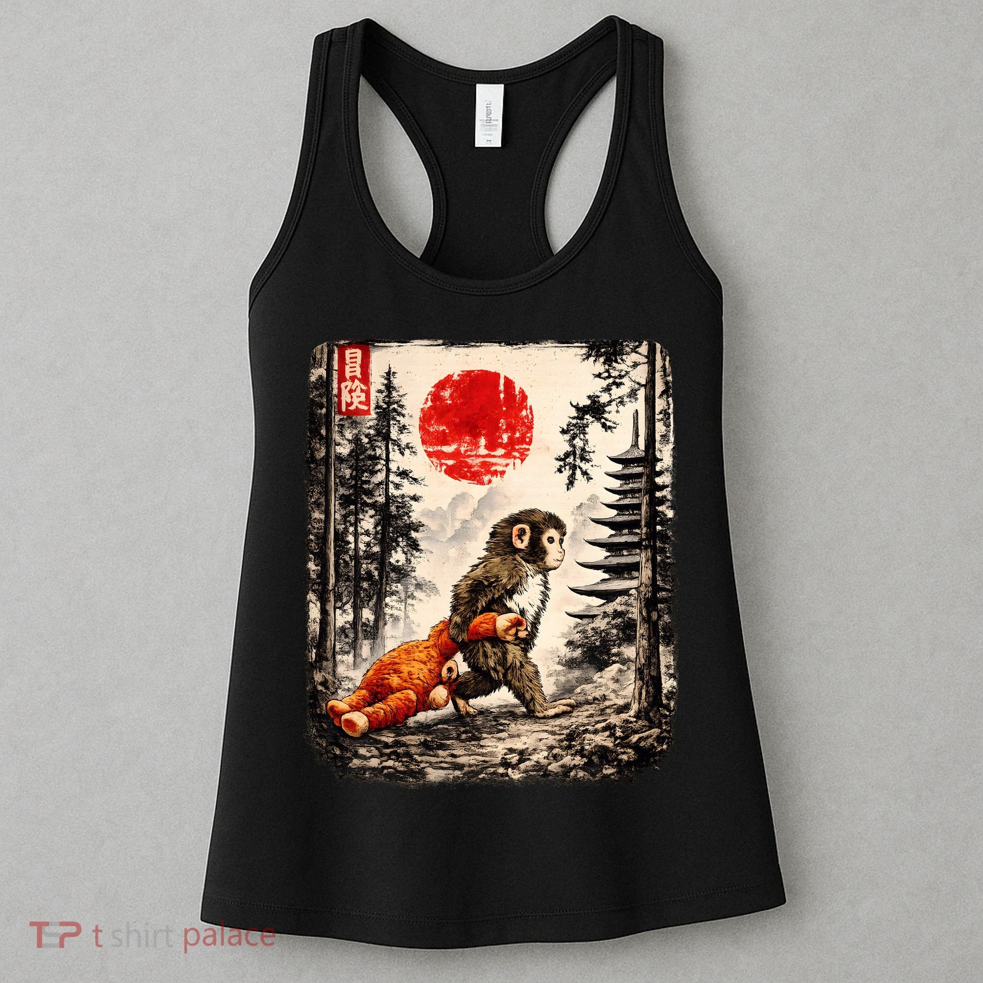 Kawaii Baby Monkey Punch Japanese Ukiyo-e Women's Tank Top