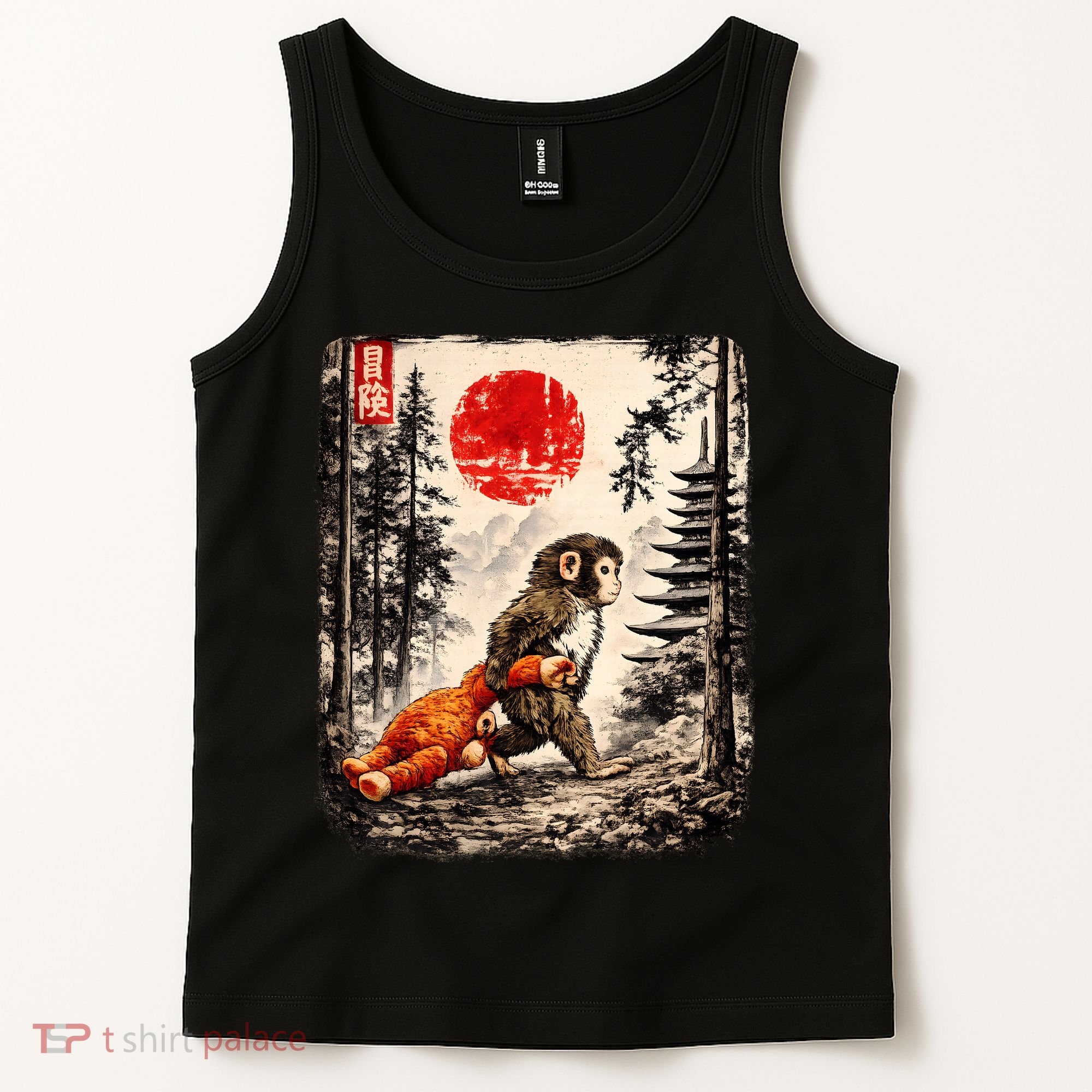 Kawaii Baby Monkey Punch Japanese Ukiyo-e Tank Top