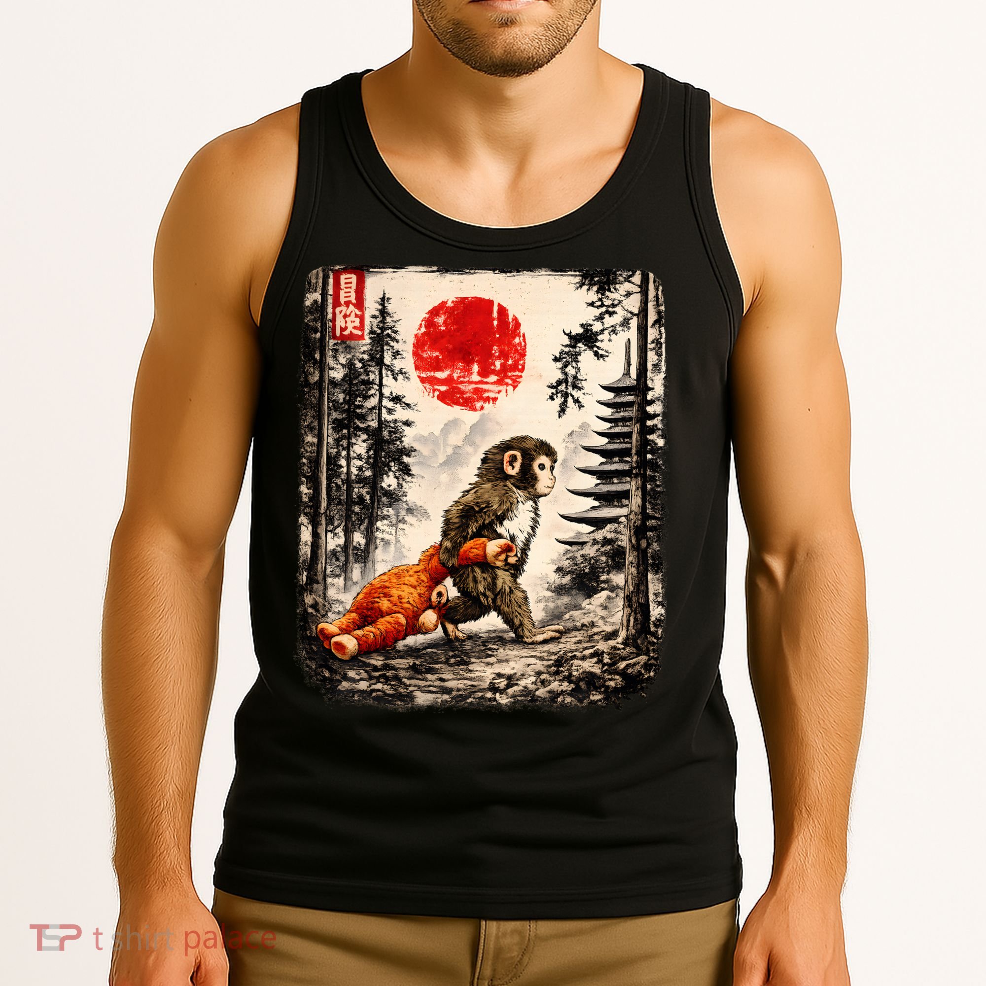 Kawaii Baby Monkey Punch Japanese Ukiyo-e Tank Top