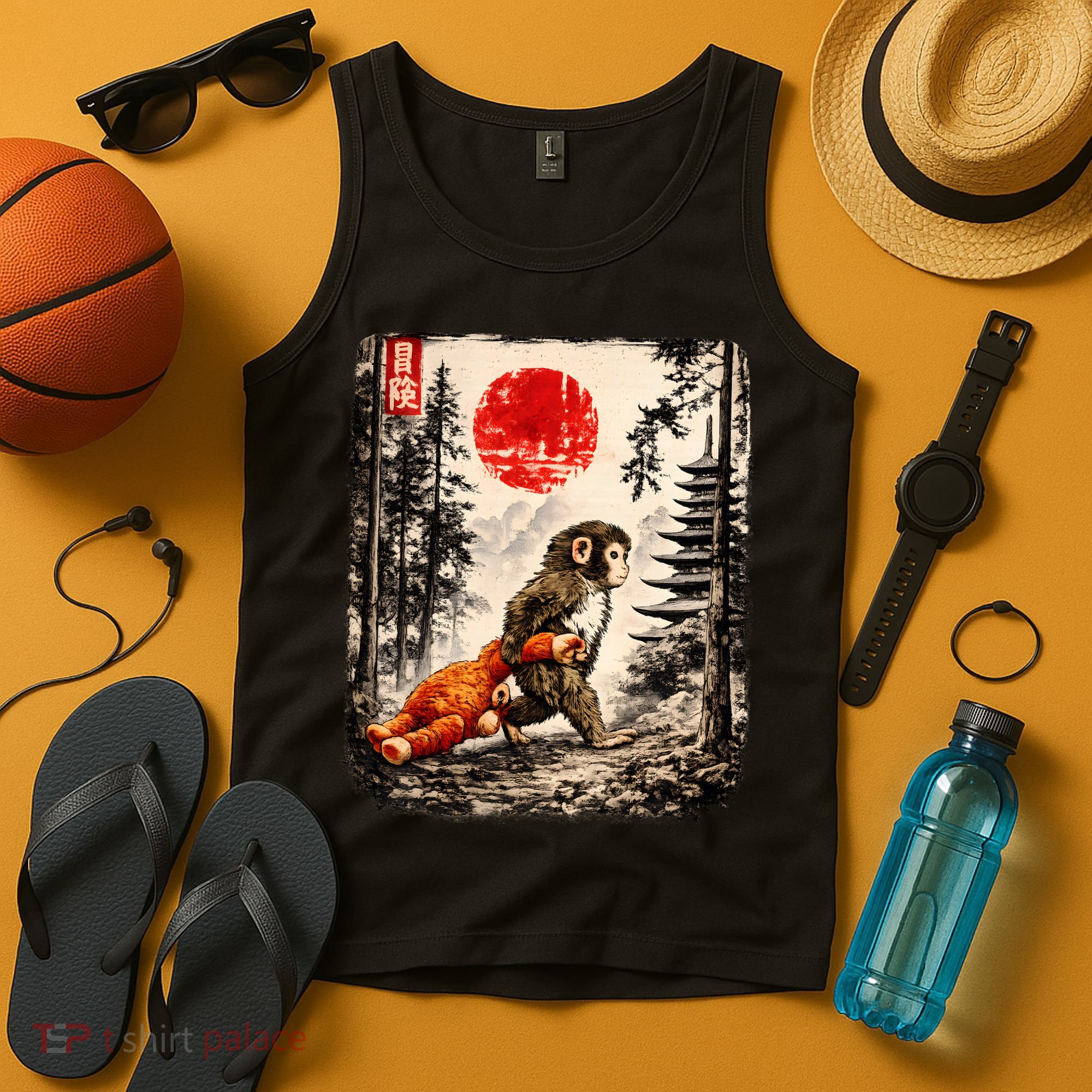 Kawaii Baby Monkey Punch Japanese Ukiyo-e Tank Top