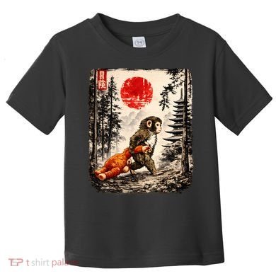 Kawaii Baby Monkey Punch Japanese Ukiyo-e Toddler T-Shirt