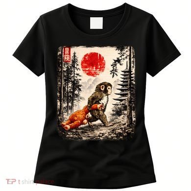 Kawaii Baby Monkey Punch Japanese Ukiyo-e Women's T-Shirt