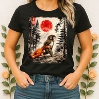 Kawaii Baby Monkey Punch Japanese Ukiyo-e Women's T-Shirt thumb 2