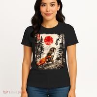 Kawaii Baby Monkey Punch Japanese Ukiyo-e Women's T-Shirt thumb 4