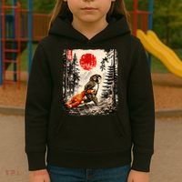 Kawaii Baby Monkey Punch Japanese Ukiyo-e Kids Hoodie thumb 3