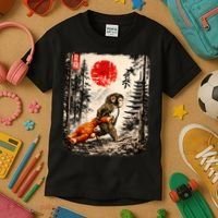 Kawaii Baby Monkey Punch Japanese Ukiyo-e Kids T-Shirt thumb 3