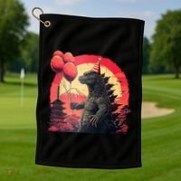 Kaiju Birthday Party Japan Monster Dinosaur Golf Towel thumb 1