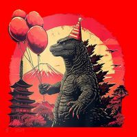 Kaiju Birthday Party Japan Monster Dinosaur Santa Hat thumb 1