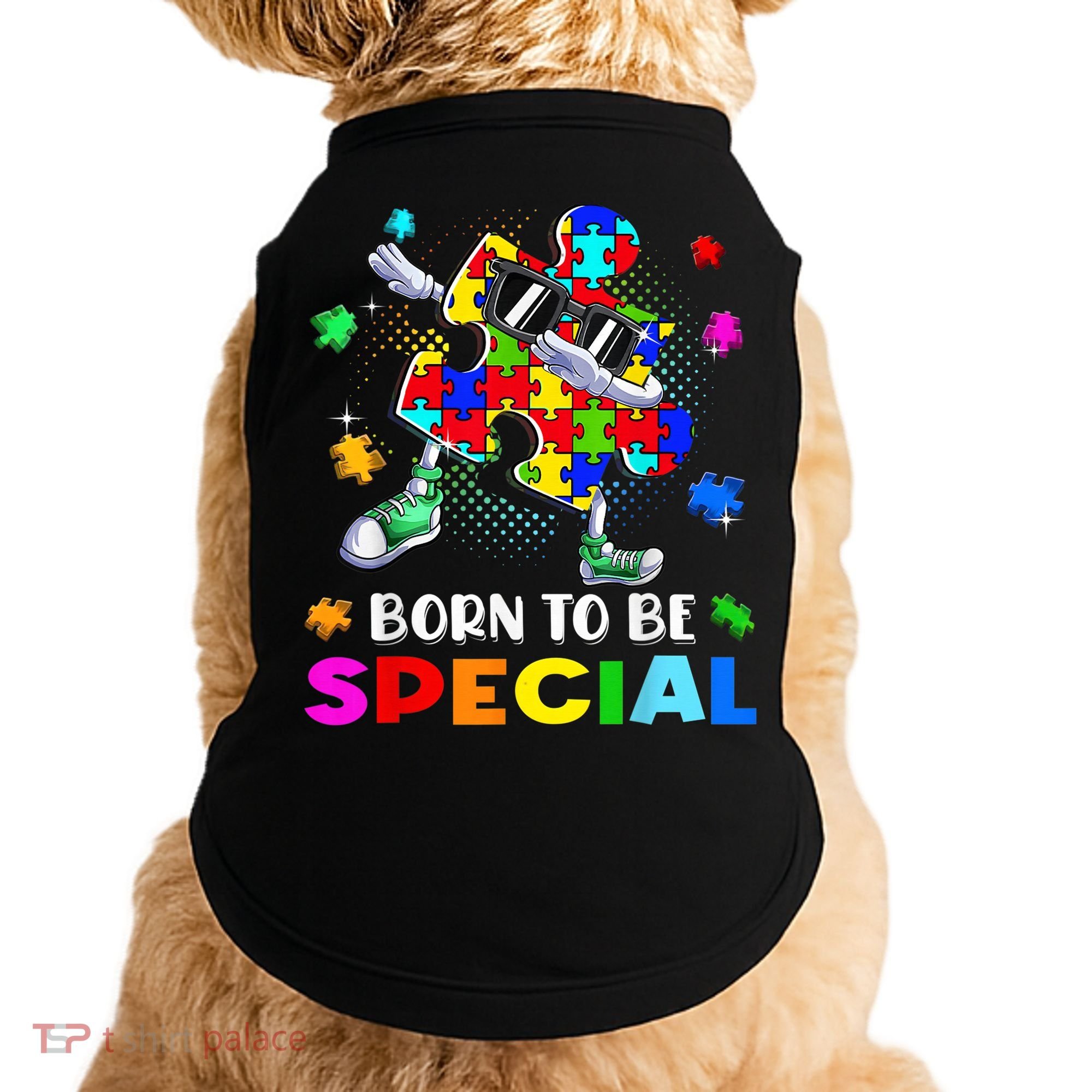 kid Born Special Dabbing Puzzle boy Autism Awareness Doggie Tank