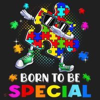 kid Born Special Dabbing Puzzle boy Autism Awareness Beanie thumb 2