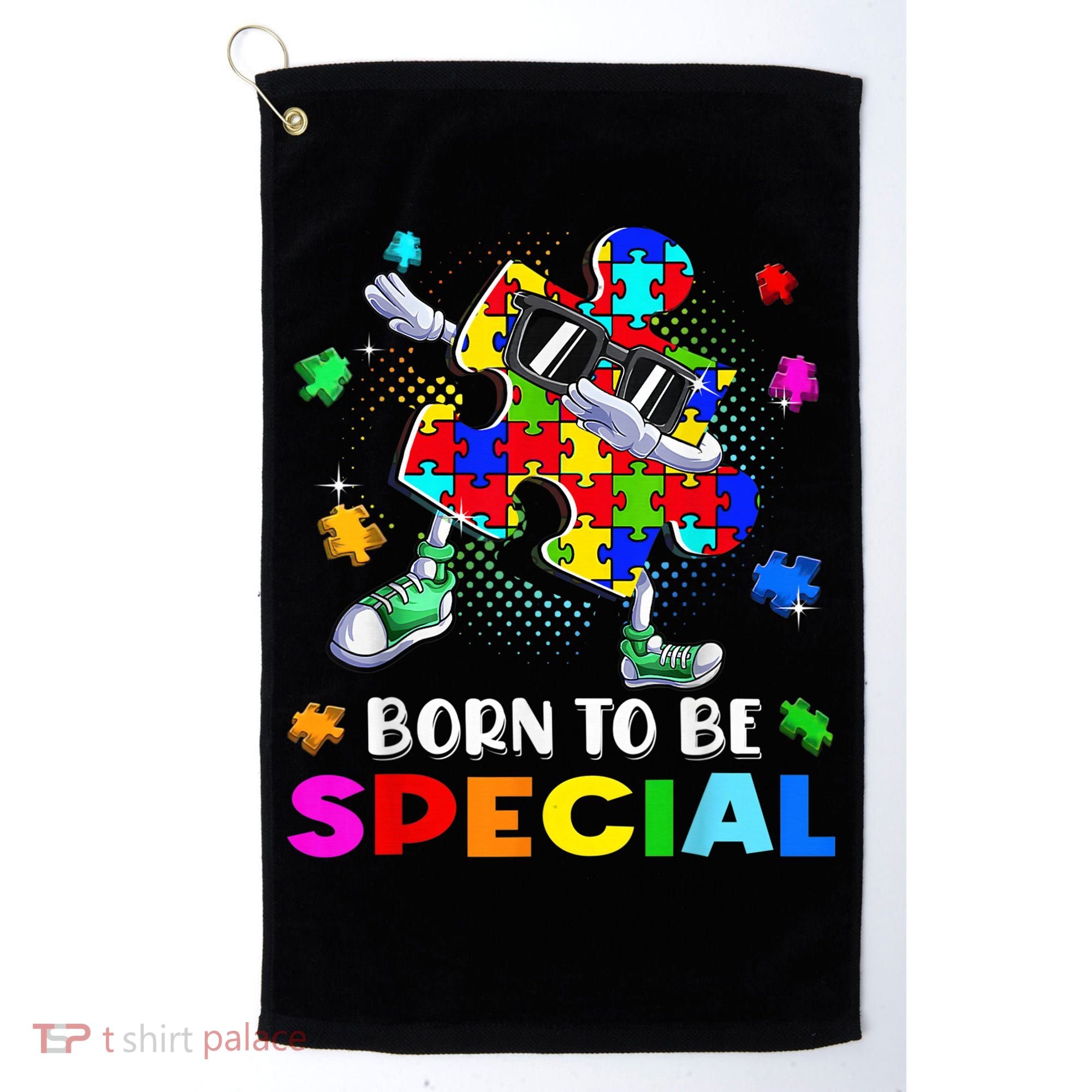 kid Born Special Dabbing Puzzle boy Autism Awareness Golf Towel