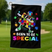 kid Born Special Dabbing Puzzle boy Autism Awareness Golf Towel thumb 1