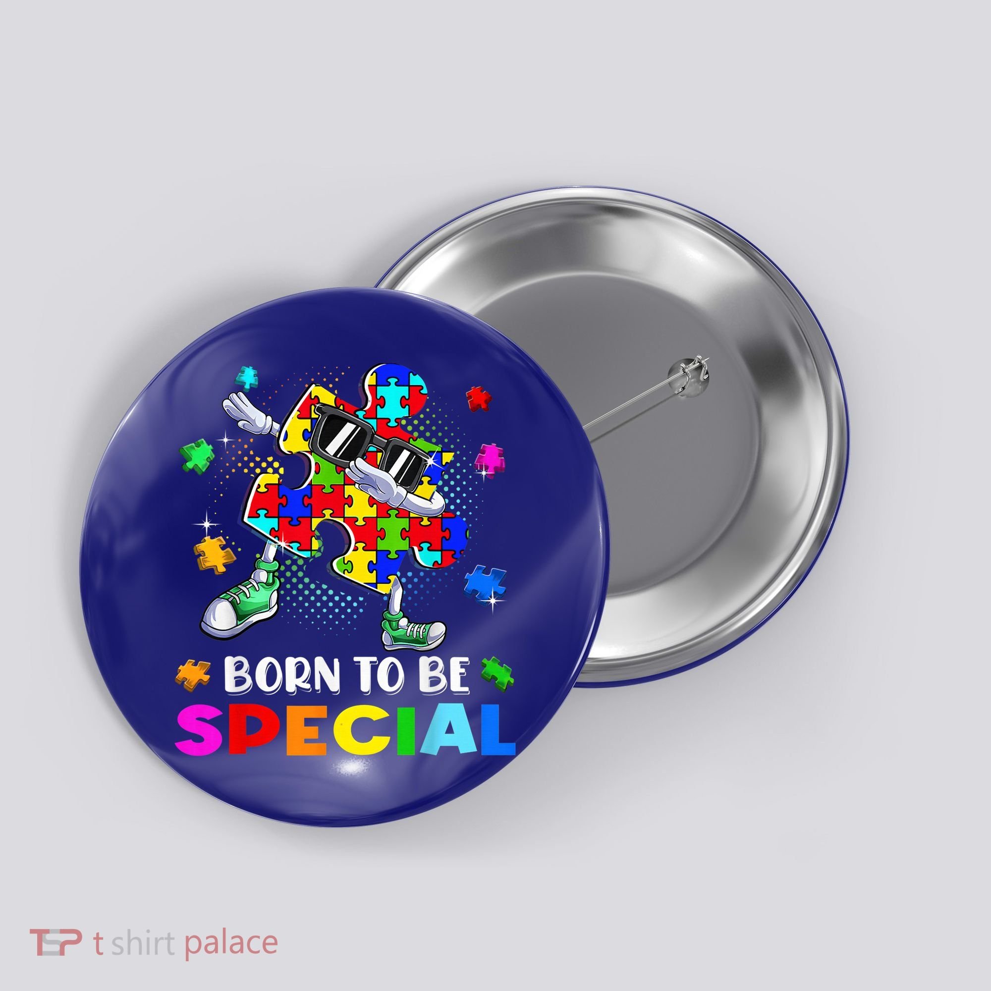 kid Born Special Dabbing Puzzle boy Autism Awareness Button