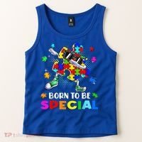 kid Born Special Dabbing Puzzle boy Autism Awareness Tank Top thumb 2
