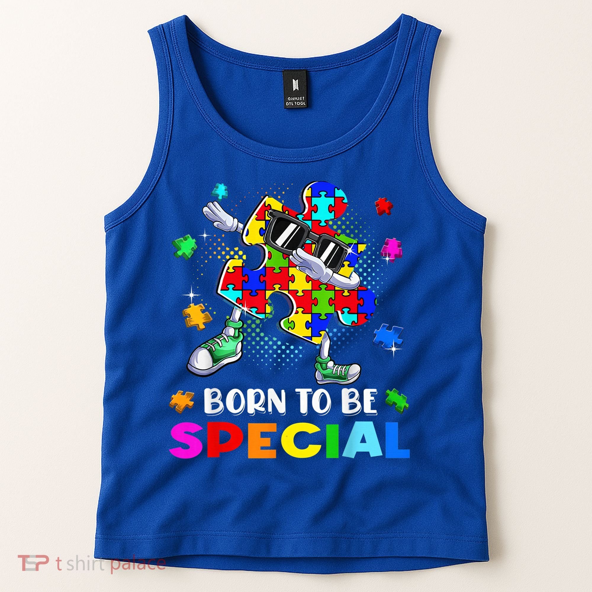 kid Born Special Dabbing Puzzle boy Autism Awareness Tank Top