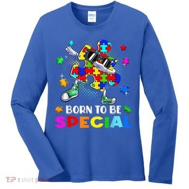 kid Born Special Dabbing Puzzle boy Autism Awareness Women's Long Sleeve Shirt
