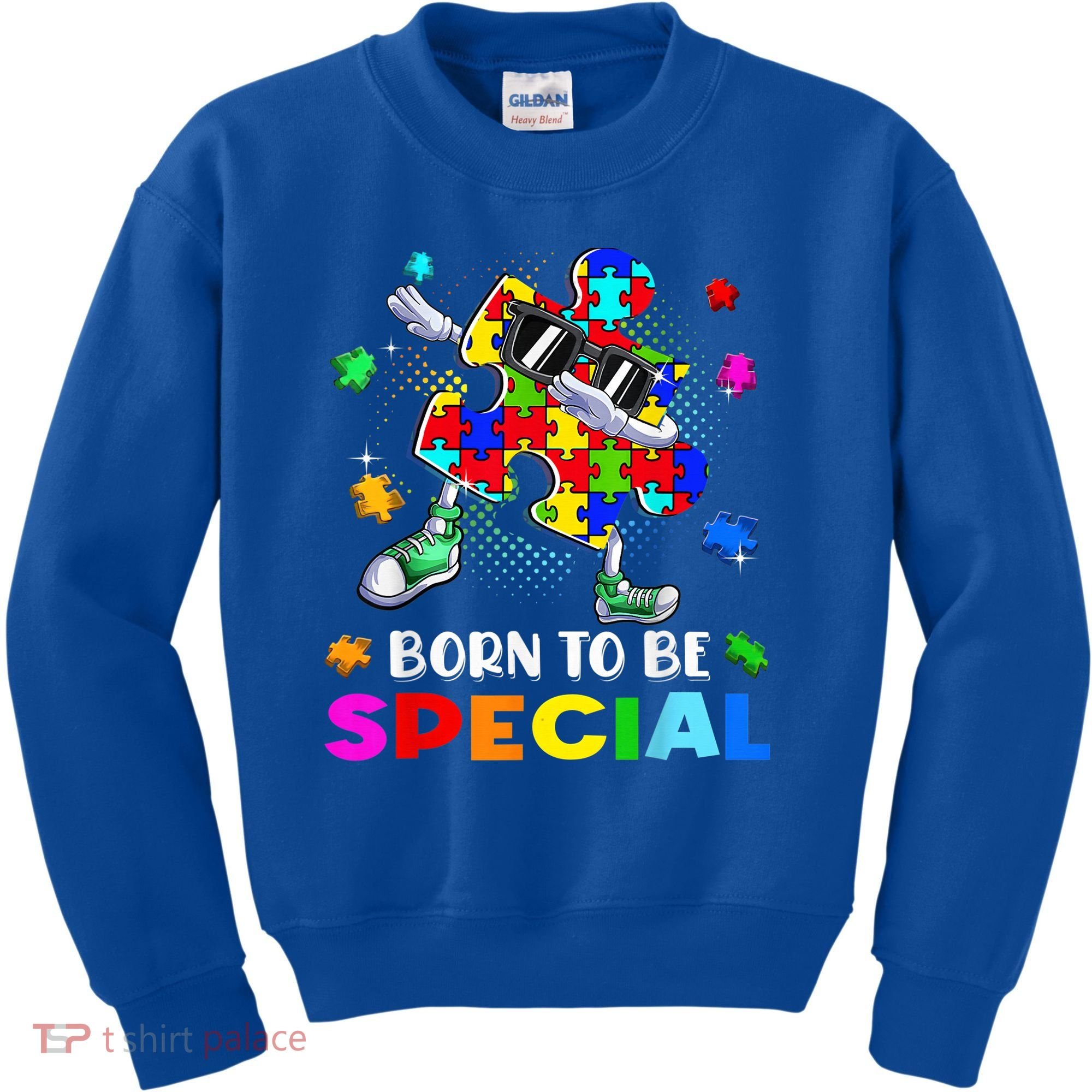 kid Born Special Dabbing Puzzle boy Autism Awareness Kids Sweatshirt