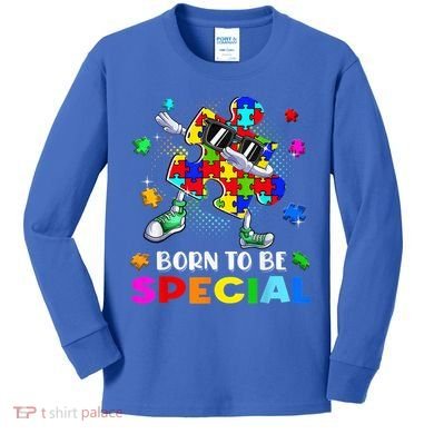 kid Born Special Dabbing Puzzle boy Autism Awareness Kids Long Sleeve Shirt