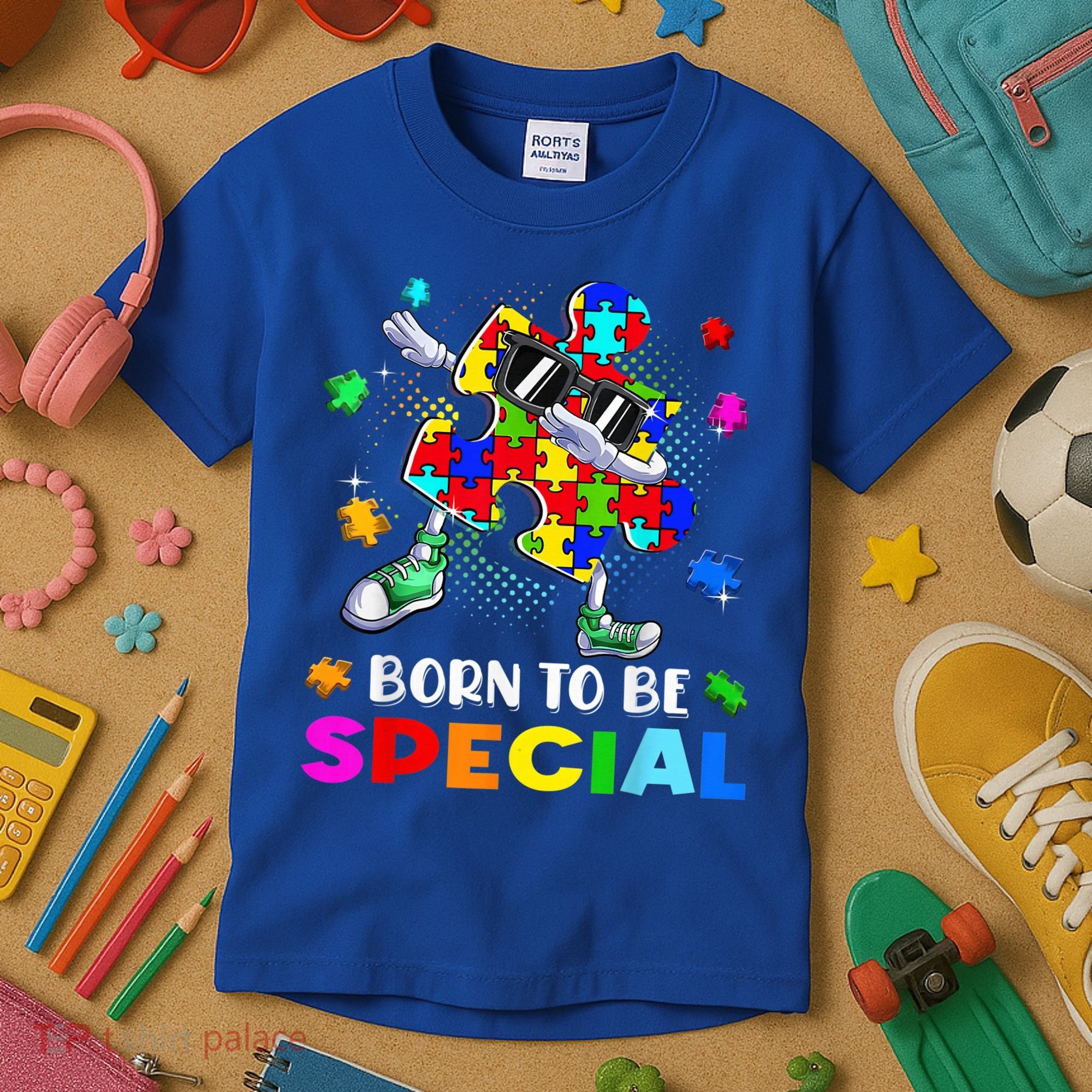 kid Born Special Dabbing Puzzle boy Autism Awareness Kids T-Shirt