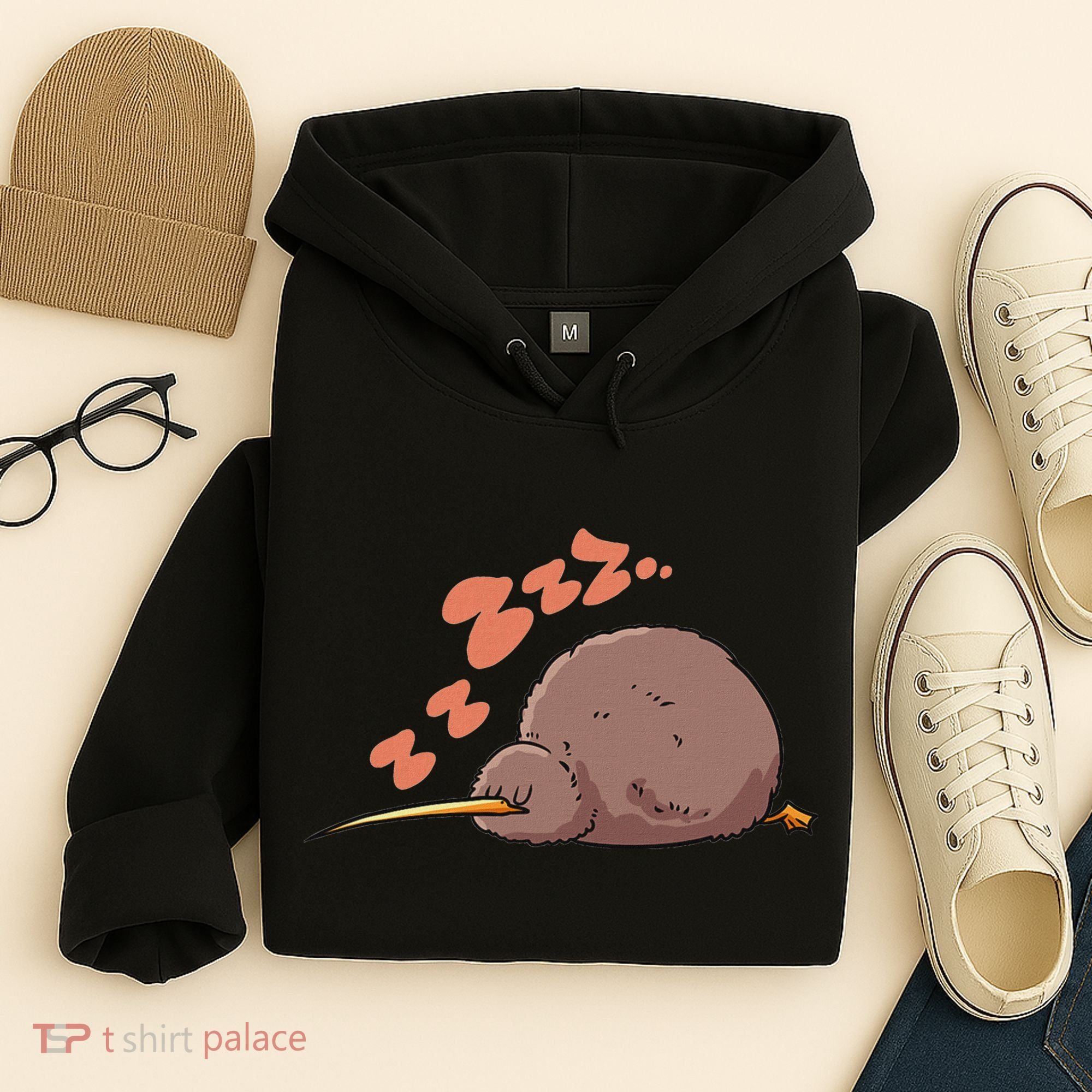 Kiwi Bird Sleeping Tired Pajama Graphic Hoodie