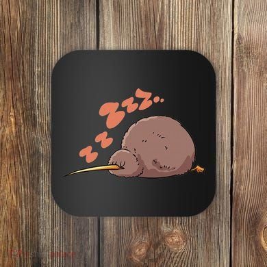 Kiwi Bird Sleeping Tired Pajama Graphic Coaster