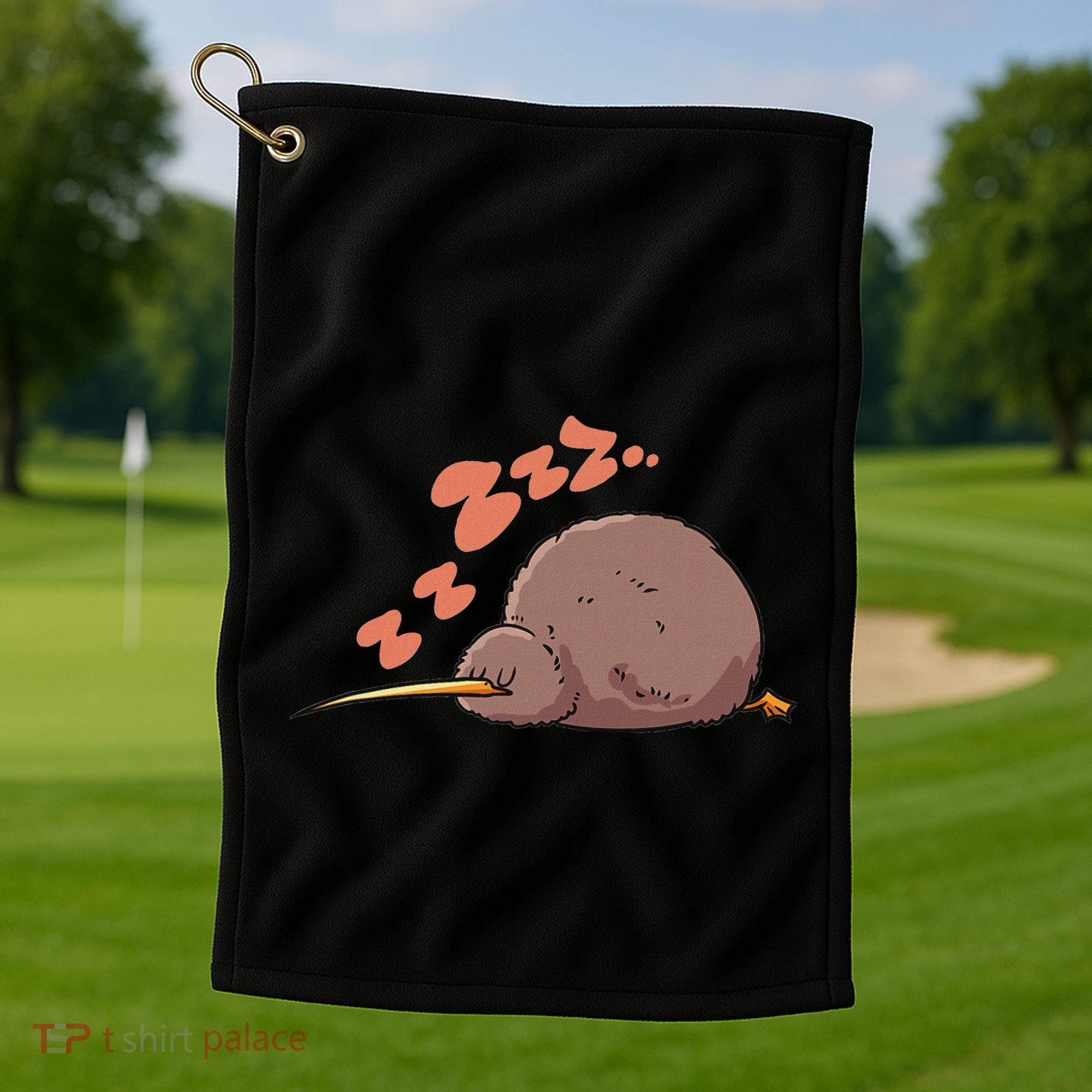 Kiwi Bird Sleeping Tired Pajama Graphic Golf Towel