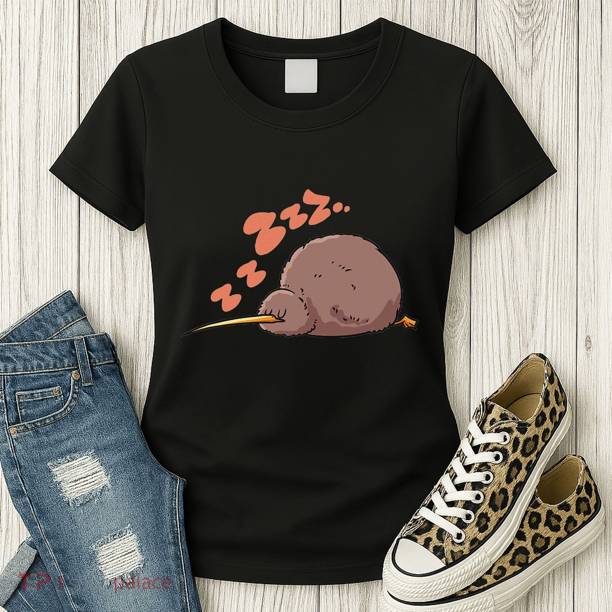 Kiwi Bird Sleeping Tired Pajama Graphic Women's T-Shirt