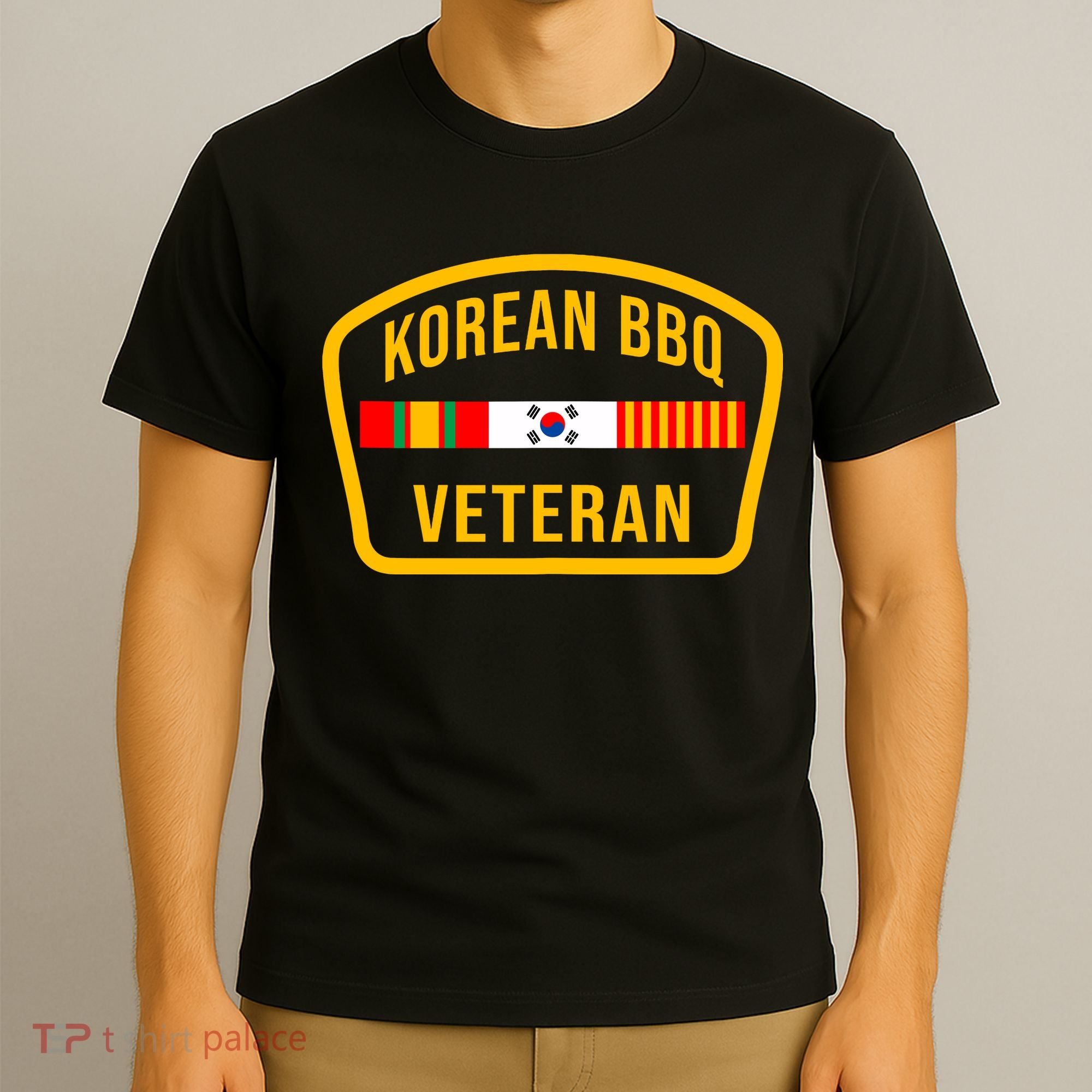 Korean Bbq Veteran Funny Food Lover Gym Cheat Day Military T-Shirt